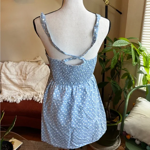 Hollister Blue Polka Dot Mini Dress - Picture 2 of 3